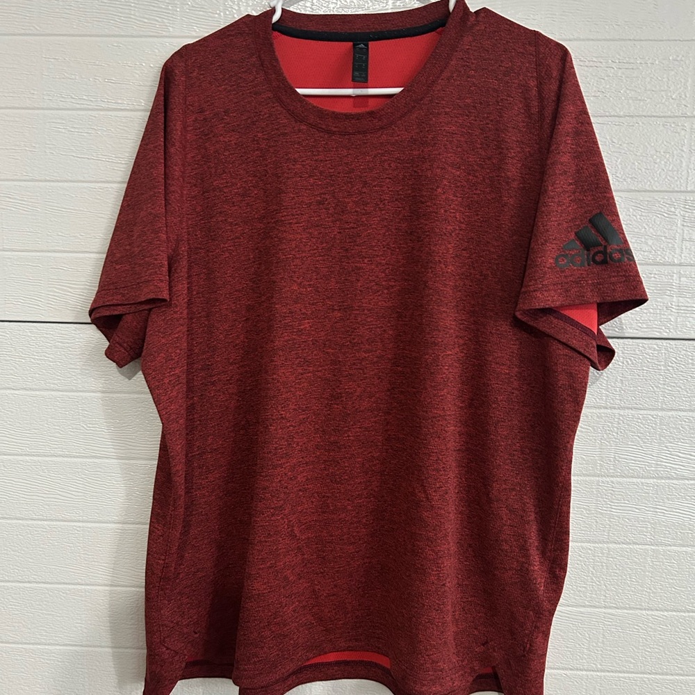 Adidas Red Short Sleeve Tee Casual Crew Neck